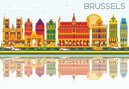 Belgium: skyline of Brussels as art design