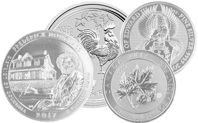 Silver Coins larger than 1oz: America the Beautiful 5oz, Lunar II Rooster 10oz, Queens Beast 2oz, Multi Maple 1,5oz