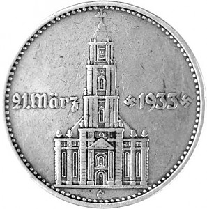 2 Reichsmark Garrison Church with Year 5g Silver 1934 2 Reichsmark Garrison Church with Year 5g Silver 1934
