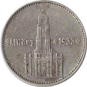 5 Reichsmark Garrison Church with the year 12,5g Silver (1934 - 1939)
