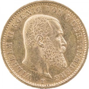 20 Mark Emperor Wilhelm II King of Württemberg 7,16g Gold