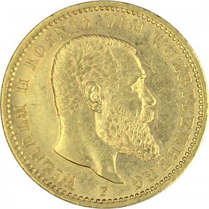 20 Mark Emperor Wilhelm II King of Württemberg 7,16g Gold (1894 - 1913)