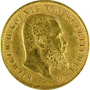 10 Mark Wilhelm II King of Wurttemberg 3,58g Gold - B-Stock