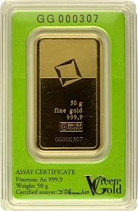 Gold Bar 50g - Green Gold VALCAMBI