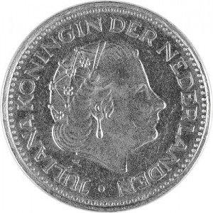 1 Gulden Netherlands Juliana 1967 - 1980 0g Silver