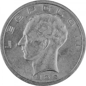 50 Belgian Francs Leopold III 16,64g Silver 1939 - 1940