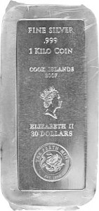 Cook Islands Coin Bar 1kg Silver B-Stock