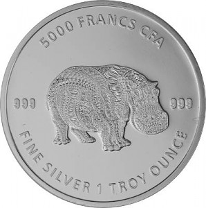 Republic of Chad Mandala Hippo 1oz Silver - 2020
