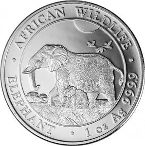Somalia Elephant African Wildlife 1 oz Silver - 2022