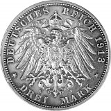 3 Mark German Empire Saxony Monument to the Battle of the Nations 15g Silver - 1913