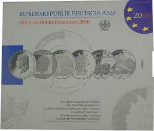 6x 10 EUR commemorative coin Germany 99,90g Silver 2010