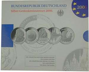 5x 10 EUR commemorative coin Germany 83,25g Silver 2006