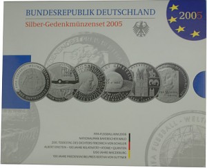 6x 10 EUR commemorative coin Germany 99,90g Silver 2005