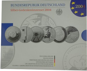 6x 10 EUR commemorative coin Germany 99,90g Silver 2004