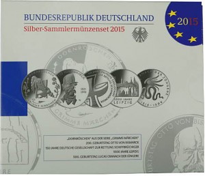 5x 10 Euro Commemorative Coin Germany 50g Silver 2015