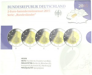 5x 2 EUR commemorative coin set series federal states A-J 2015 St. 