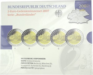 5x 2 EUR commemorative coin set series federal states A-J 2007 St. 
