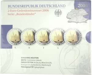 5x 2 EUR commemorative coin set series federal states A-J 2006 St. 