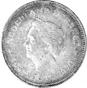 10 Gulden Juliana 25th anniversary liberation 18g silver - 1970