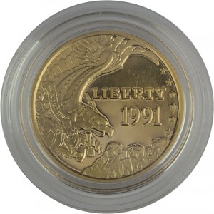 5 Dollar Half Eagle Mount Rushmore Anniversary coins 7,52g Gold 1991 Proof