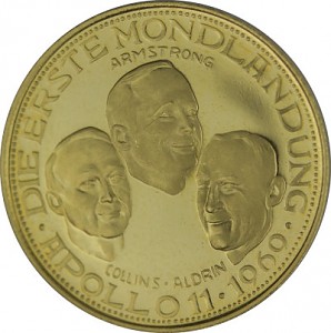 Round The first moon landing Apollo 11- 6,3g Gold PP 1969