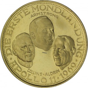 Round The first moon landing Apollo 11- 3,13g Gold PP 1969