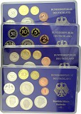 4x DM Circulation Coins Set (D,F,G,J) with 12.68 DM each 1990
