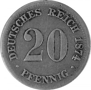 20 Pfennig German Empire 1873 - 1877 0,99g silver