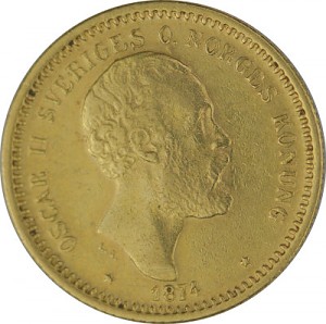 10 Crowns Sweden Oscar II 4,03g Gold