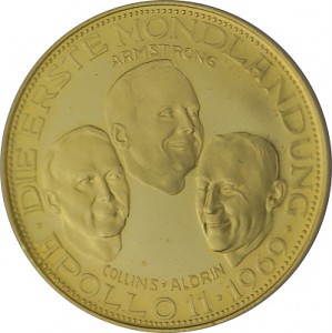 Round The first moon landing Apollo 11- 9,4g Gold 1969