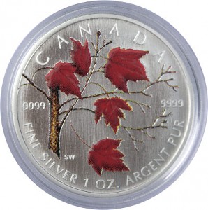Maple Leaf 1oz Silver - colored Maple Leaf 1oz Silver - colored