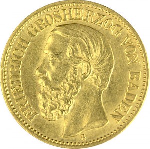 10 Mark Friedrich I Grand Duke of Baden 3,58g Gold (1890 - 1902) 10 Mark Friedrich I Grand Duke of Baden 3,58g Gold (1890 - 1902)