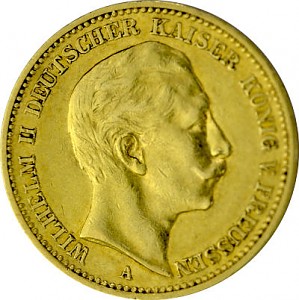 20 Mark Emperor Wilhelm II of Prussia 7,16g Gold (1888, 1889)