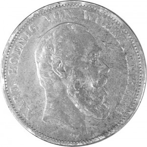 5 Mark Karl König of Württemberg 25g Silver (1874 -1888)