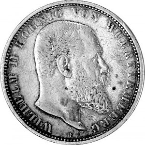 5 Mark Wilhelm II King of Württemberg 25g Silver (1892 -1914)
