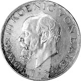 3 Mark German Empire Ludwig III King of Bavaria 15g Silver - 1914
