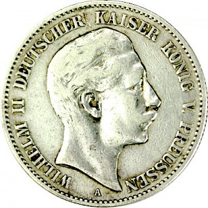 2 Mark German Empire Wilhelm II German Emperor 10g Silver - 1888