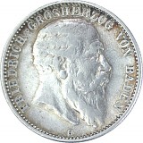 2 Mark German Empire Friedrich Grand Duke of Baden 10g silver (1902 - 1907)