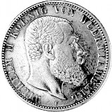 2 Mark German Empire Wilhelm II King of Württemberg 10g silver (1892 - 1914)