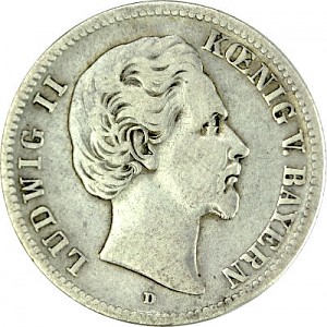 2 Mark German Empire Ludwig II King of Bavaria 10g Silver - (1876, 1877, 1880, 1883)