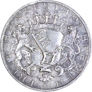 2 Mark German Empire Free Hanseatic City of Bremen 10g Silver - 1904