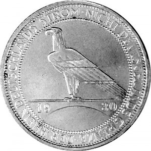 3 Reichsmark Weimar Republic Evacuation of the Rhineland 7,5g silver - 1930 3 Reichsmark Weimar Republic Evacuation of the Rhineland 7,5g silver - 1930