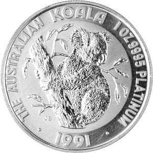 Koala 1oz Platinum 1991 diff.